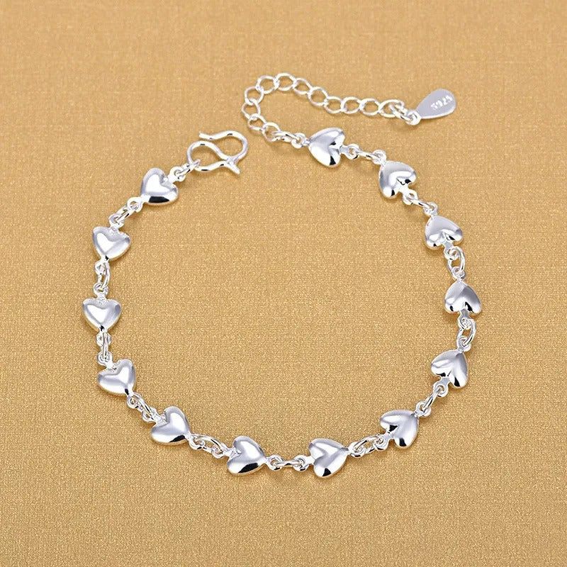 925 Sterling Silver Hearts In Love Bracelet