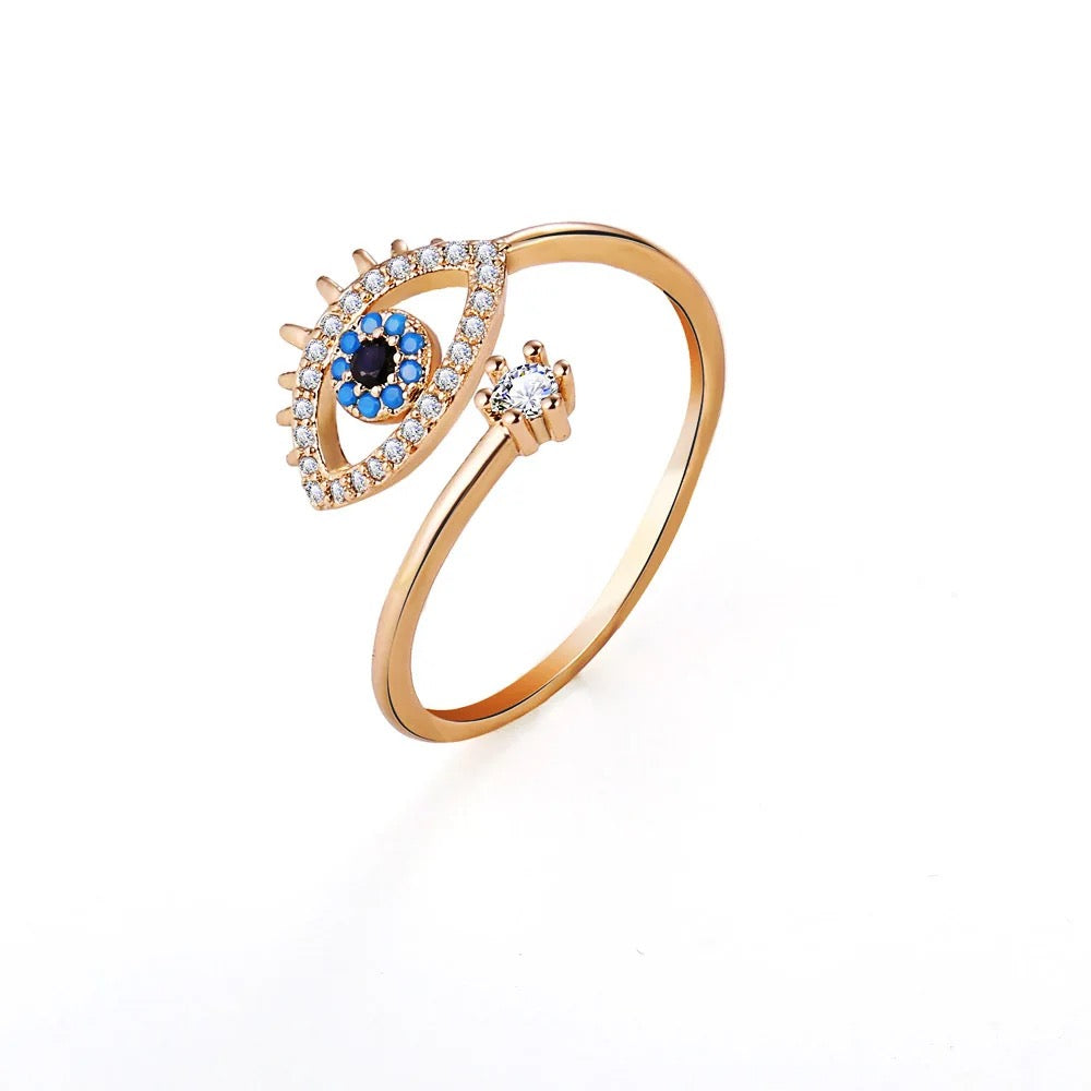 18k Gold Turkish Evil Eye Ring