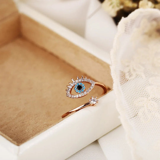 18K Gold Turkish Evil Eye Ring