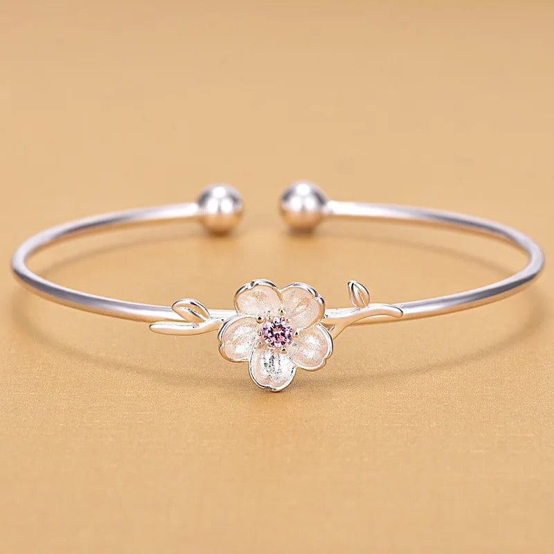 925 Sterling Silver Cherry Blossom Bracelet