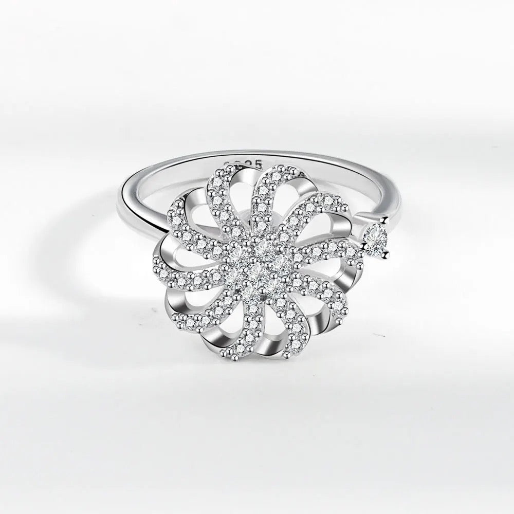 925 Sterling Silver Snowflake Fidget Ring