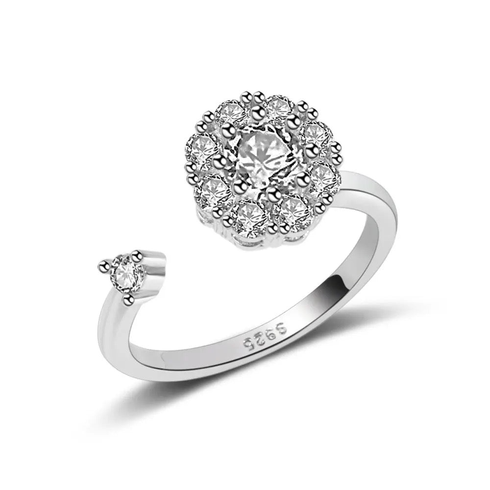 925 Sterling Silver CZ Fidget Ring