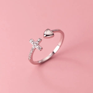 925 Sterling Silver Cross My Heart Ring