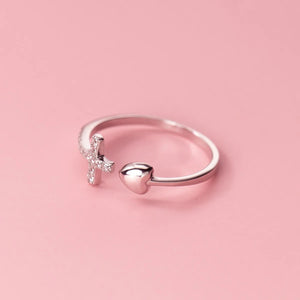 925 Sterling Silver Cross My Heart Ring